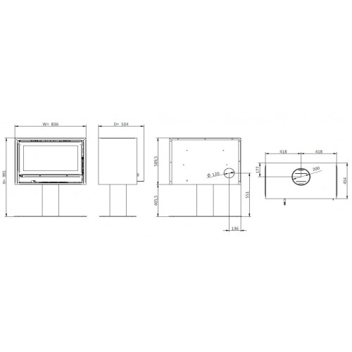 Solzaima Back Box Slim Eco Glass Door- Stufa a...