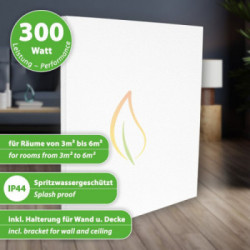 Giabri Heat - 861 - Riscaldatore a infrarossi Ecosun 300K+/300W bianco 59,5x59,5 cm