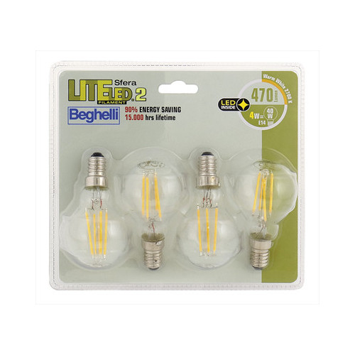 BEGHELLI LAMP. LED SFERA 4W 2700K Filament Led...