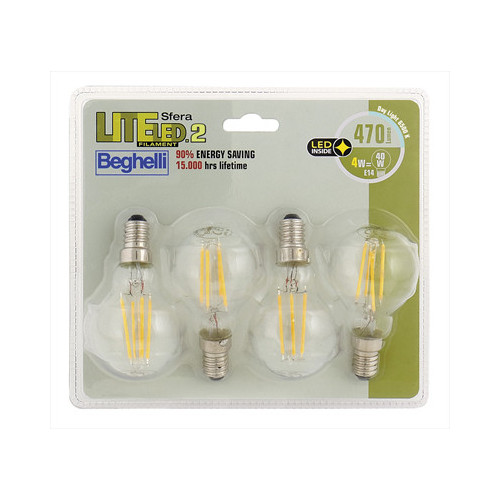 BEGHELLI LAMP. LED SFERA 4W 6500K Filament Led...