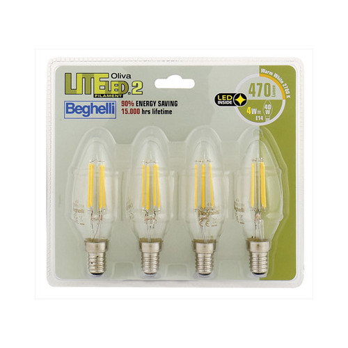 BEGHELLI LAMP. LED OLIVA 4W 2700K Filament Led...