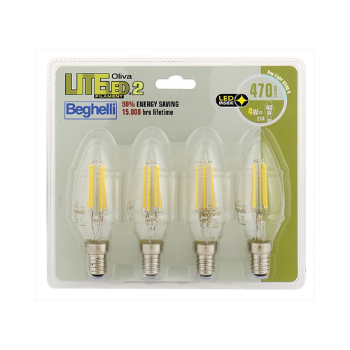 BEGHELLI LAMP. LED OLIVA 4W 6500K Filament Led...