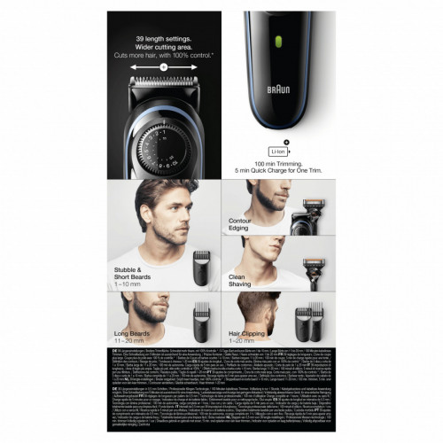 Braun BeardTrimmer 5 BT5341 Nero, Blu