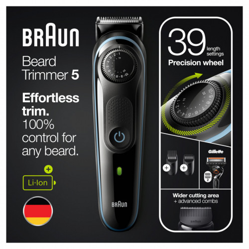 Braun BeardTrimmer 5 BT5341 Nero, Blu