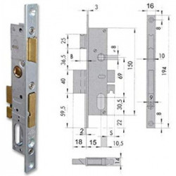 Cisa 44225-18-0 Serratura da Infilare a Cilindro Ovale per Montanti 18 mm