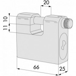 Cisa 28550-66-0 Lucchetto Rettangolare Monoblocco per Serrande Acciaio 66 mm
