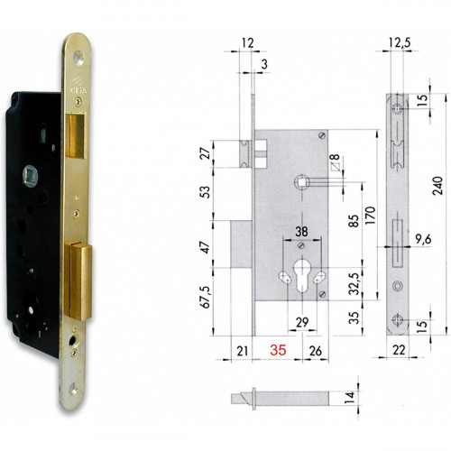 Cisa 1201576 5C130-70-0 Serratura Infilare...