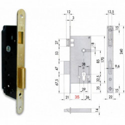 Cisa 1201576 5C130-70-0 Serratura Infilare Cilindro Sagomato BT F22