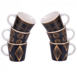 Villa D'Este Home Tivoli 'Mondrian', Set 6 tazzine caffè 90 ml in bone china