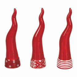 Villa D'Este Home Tivoli 'Xmas', Set 3 Corni portafortuna in ceramica h. 14,5 cm