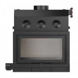 Solzaima Ecofogo Eco Black - Termocamino a Legna, Cornice 4 Lati 4,4 cm, 21,7 kw, Nero