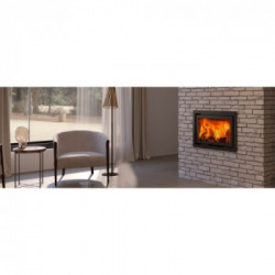 Solzaima Ecofogo Eco Black - Termocamino a Legna, Cornice 4 Lati 4,4 cm, 21,7 kw, Nero