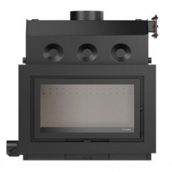 Solzaima Ecofogo Eco Black - Termocamino a Legna, Cornice 4 Lati 7,4 cm, 21,7 kw, Nero