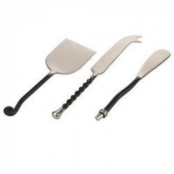 Villa D'Este Home Tivoli 'Materia Black', Set 3 coltelli formaggio 
