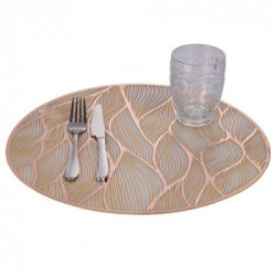 Villa D'este Home Tivoli 'Gold', Set 6 Tovagliette tonde waves oro antimacchia