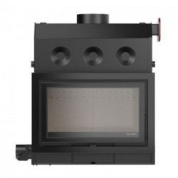 Solzaima Mytho Eco - Termocamino a Legna, Cornice Vetro 4 Lati 4,4 cm, 21,7 kw, Nero