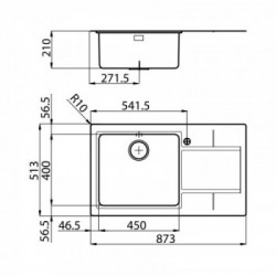 Foster 4386 051 - Lavello S4000 Sopratop o Filotop, vasca a DX, Inox spazzolato, 87.3x51.3 cm