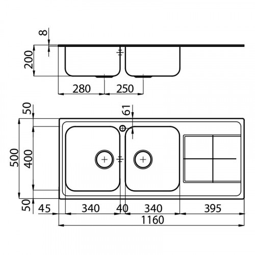 Foster 2112 061 - Lavello KS Sopratop, vasche a...