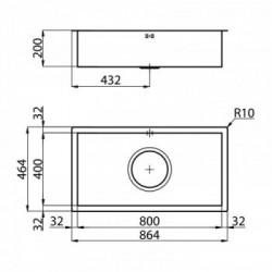 Foster 1218 097 - Lavello Quadra Sopratop o Filotop, Inox spazzolato, 86.4x46.4 cm