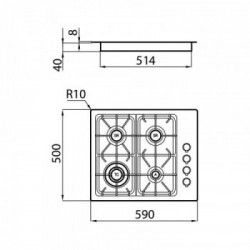 Foster 7053 062 - Piano Cottura a Gas Professionale Sopratop, Inox spazzolato, 59x50 cm 