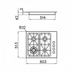 Foster 7244 062 - Piano Cottura a Gas Professionale Sopratop, Inox spazzolato, 60.3x51.3 cm 
