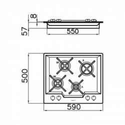 Foster 7615 032 - Piano Cottura a Gas KS Sopratop, Inox spazzolato, 59x50 cm