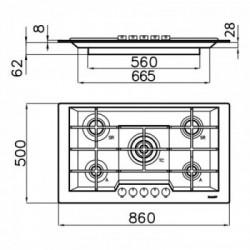 Foster 7603 032 - Piano Cottura a Gas KE Sopratop, Inox spazzolato, 86x50 cm