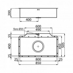Foster 1218 897 - Lavello Quadra Sottotop, Inox spazzolato, 85x50.5 cm