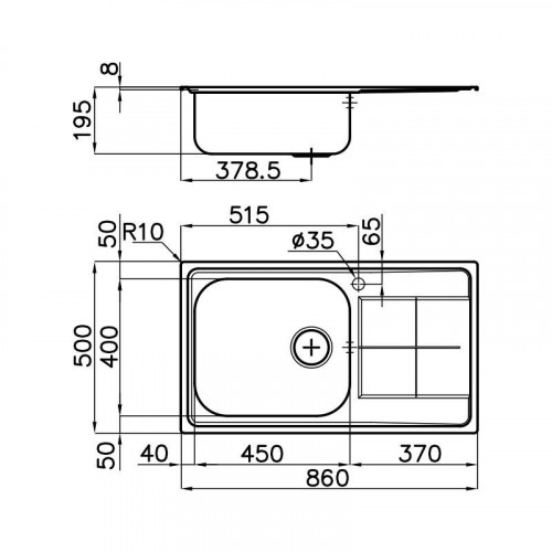 Foster 2180 062 - Lavello KS Sopratop, vasca a...