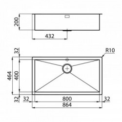 Foster 1218 050 - Lavello Quadra Sopratop o Filotop, Inox spazzolato, 86.4x46.4 cm