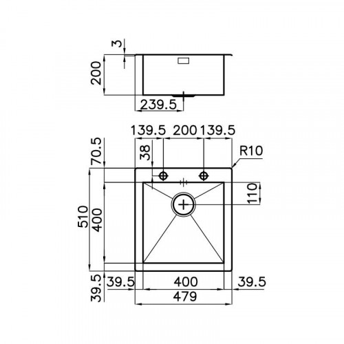 Foster 1205 050 - Lavello Quadra Sopratop, Inox...