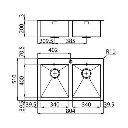 Foster 1209 050 - Lavello Quadra Sopratop, Inox...