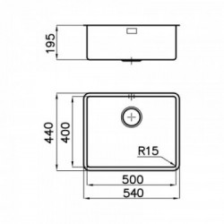 Foster 2155 856 - Lavello KE Sottotop, Gun Metal, 54x44 cm