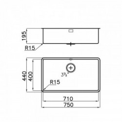 Foster 2157 856 - Lavello KE Sottotop, Inox Gun Metal, 75x44 cm