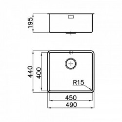 Foster 2154 850 - Lavello KE Sottotop, Inox spazzolato, 49x44 cm