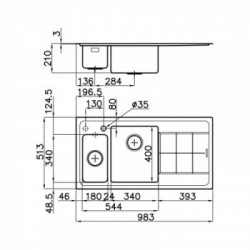 Foster 2297 051 - Lavello KE Sopratop, Vasche a Destra, Inox spazzolato, 98.3x51.3 cm