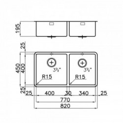 Foster 2206 850 - Lavello KE Sottotop, Inox spazzolato, 82x45 cm