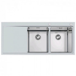 Foster 1252 051 - Lavello Master Sopratop o Filotop, vasche a DX, Inox spazzolato, 116x52 cm