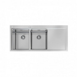 Foster 1252 052 - Lavello Master Sopratop o Filotop, vasche a SX, Inox spazzolato, 116x52 cm
