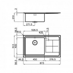 Foster 2280 052 - Lavello KE Sopratop, vasca a SX, Inox spazzolato, 87.3x51.3 cm