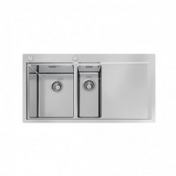 Foster 1251 052 - Lavello Master Sopratop o Filotop, vasche a SX, Inox spazzolato, 100x52 cm