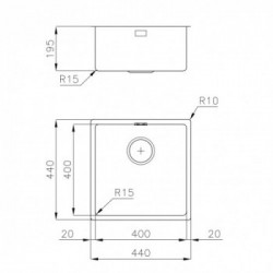 Foster 2156 056 - Lavello KE Filotop, 1 Vasca, 44 x 44 cm, Gun Metal