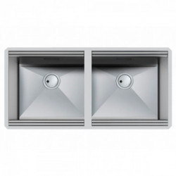 Foster 1016 850 - Lavello Milano Sottotop, 2 Vasche, 101.6 x 50 cm, Acciaio Inox