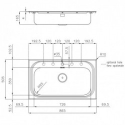 Foster 1180 150 - Lavello Monovasca S1000 Semifilo, 1 Vasca, 86.5 x 50.5 cm, Acciaio Inox 