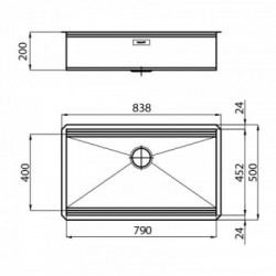 Foster 1014 850 - Lavello Milano Sottotop, Inox spazzolato, 83.8x50 cm