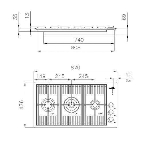Foster 7680 000 - Piano Cottura a Gas, 3...