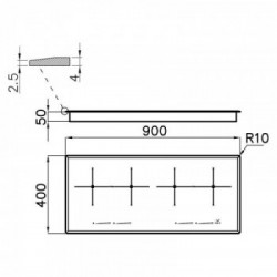 Foster 7334 245 - Piano Cottura ad Induzione Bridge, Vetro temperato Nero, 4 Zone, 90x40 cm