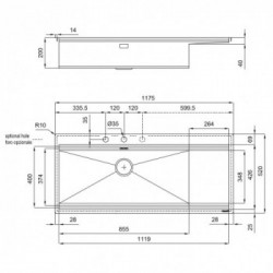 Foster 1043 052 - Lavello Milanello Workstation Filotop | FTS, Vasca a SX, 117.5 x 52 cm, Acciaio Inox 
