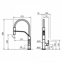 Foster 8425 100 - Miscelatore Milanello con Canna Girevole e Doccia Estraibile, con Calza in Acciaio Inox
