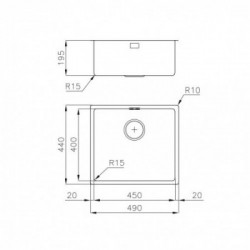 Foster 2154 050 - Lavello KE Filotop, 1 Vasca, 49 x 44 cm, Acciaio Inox